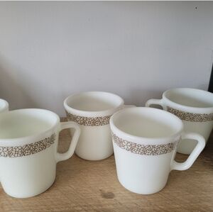 Vintage Pyrex Mugs set of 6 Woodland Pattern